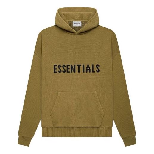 Fear of God Essentials FW21 Knit Pullover Logo Hoodie 'Amber' FOG-FW21-015