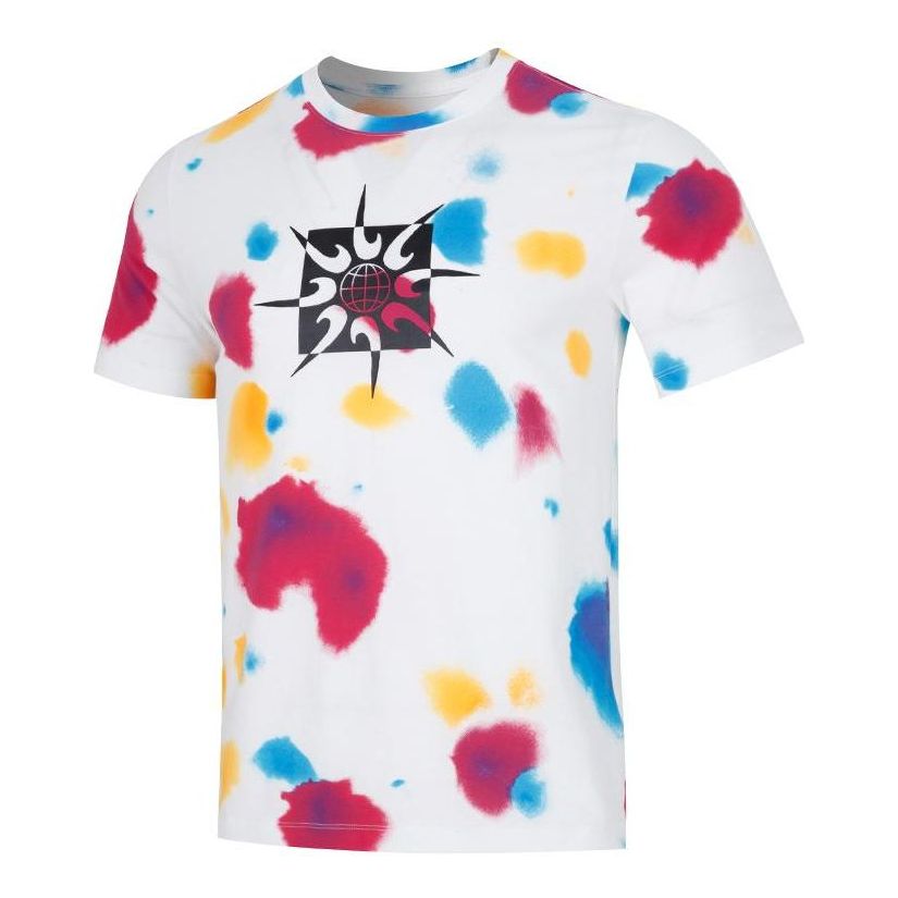 Men's Nike Tie Dye Geometry Pattern Casual Round Neck Short Sleeve White T-Shirt DQ1068-100