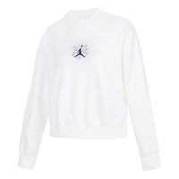 (WMNS) Jordan Solid Color Embroidered Round Neck Long Sleeves White Hoodie DQ0864-100