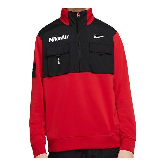 Men's Nike Air Zipper Cardigan Red Tops 'Black Red' CU4169-657