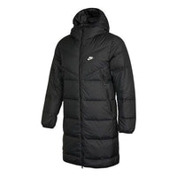 Men's Nike Logo Mid-Length Sports Hooded Down Jacket Black DD6789-010