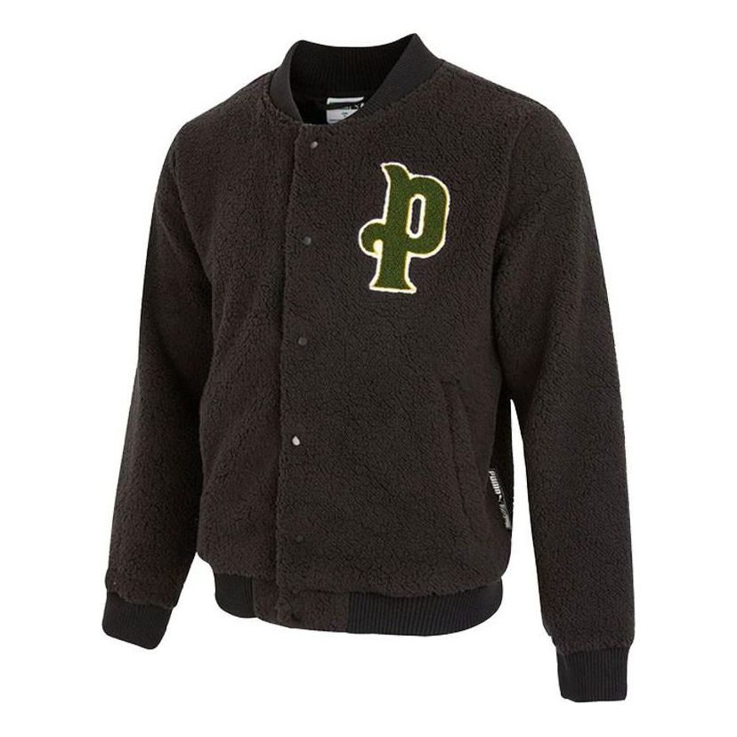 PUMA Logo Sherpa Baseball Jacket 'Black' 536182-01