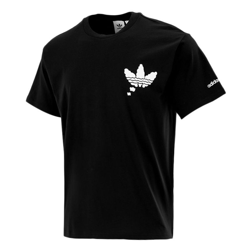 adidas originals clouds Logo Printing Sports Round Neck Short Sleeve Black H16233