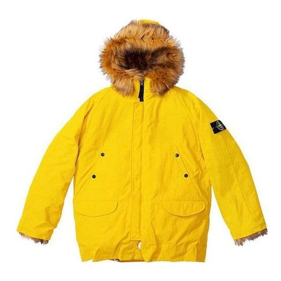 Supreme x Stone Island Formula Steel Reversible Faux Fur Parka 'Yellow Black' SUP-SS22-720