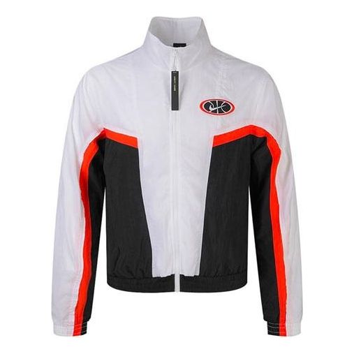 Nike Throwback Woven Sports Basketball Jacket Black White AV9756-100