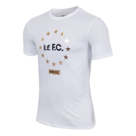 Men's Nike Alphabet Printing Sports Round Neck Pullover Short Sleeve White T-Shirt AH8520-100