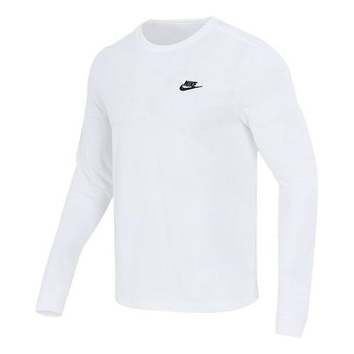 Men's Nike Embroidered Logo Loose Sports Running Long Sleeves White T-Shirt AR5194-100