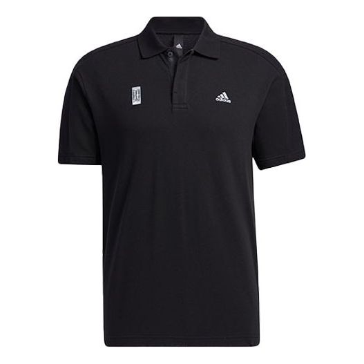 adidas Series Logo Solid Color Short Sleeve Polo Shirt Black GP0825