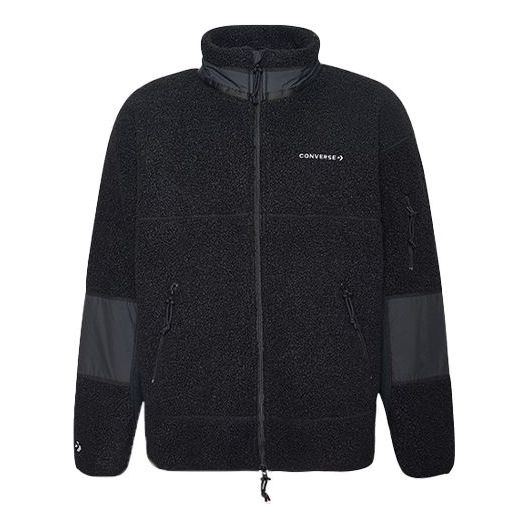 Men's Converse Splicing Stay Warm Stand Collar Jacket Black 10018039-A01