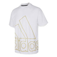 adidas U Big Logo T Leisure Sports Crewneck Letter Print Short Sleeve White H60663