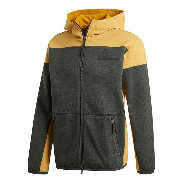 adidas Zne Fz M Winter Colorblock Fleece Lined Stay Warm Hooded Jacket Brown GU2079
