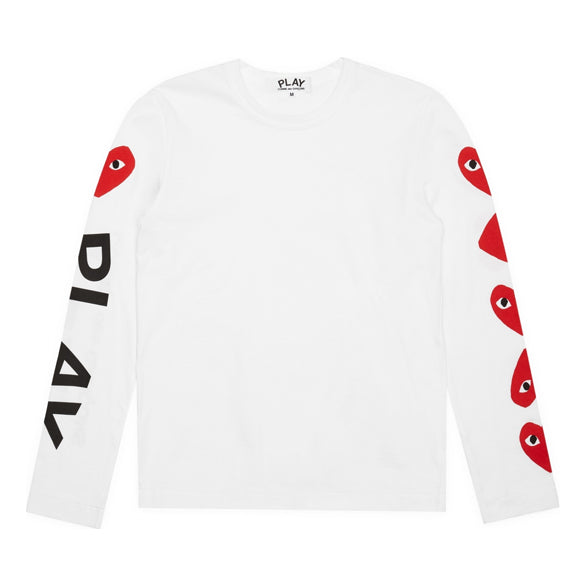 (WMNS) COMME des GARCONS PLAY 5 Hearts Long Sleeves Tee 'White' AZ-T261-051-1