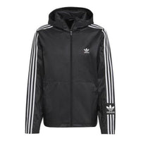 Men's adidas originals Lock Up Wb Stripe Embroidered Hooded Track Jacket Black HC2006