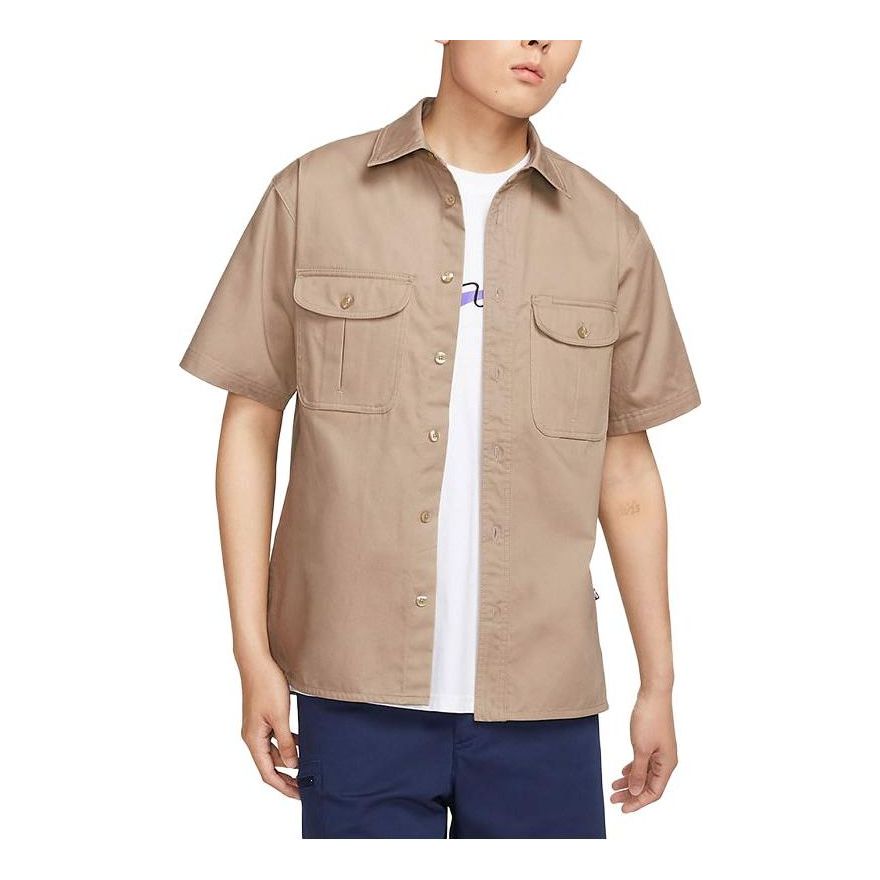 Nike Sb Tanglin Short Sleeve Woven Button Skate Top 'Khaki' FQ0400-247