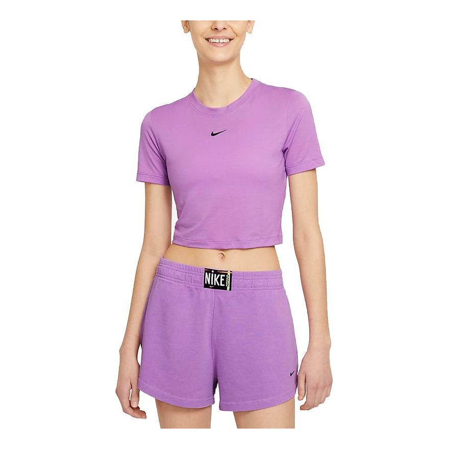 (WMNS) Nike Sportswear Essential Sports Training Round Neck Short Sleeve Purple DD1329-591