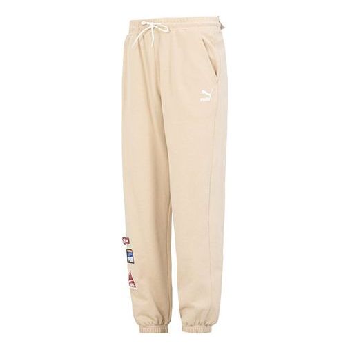 PUMA Team Badge Sweatpants 'Beige' 677378-67