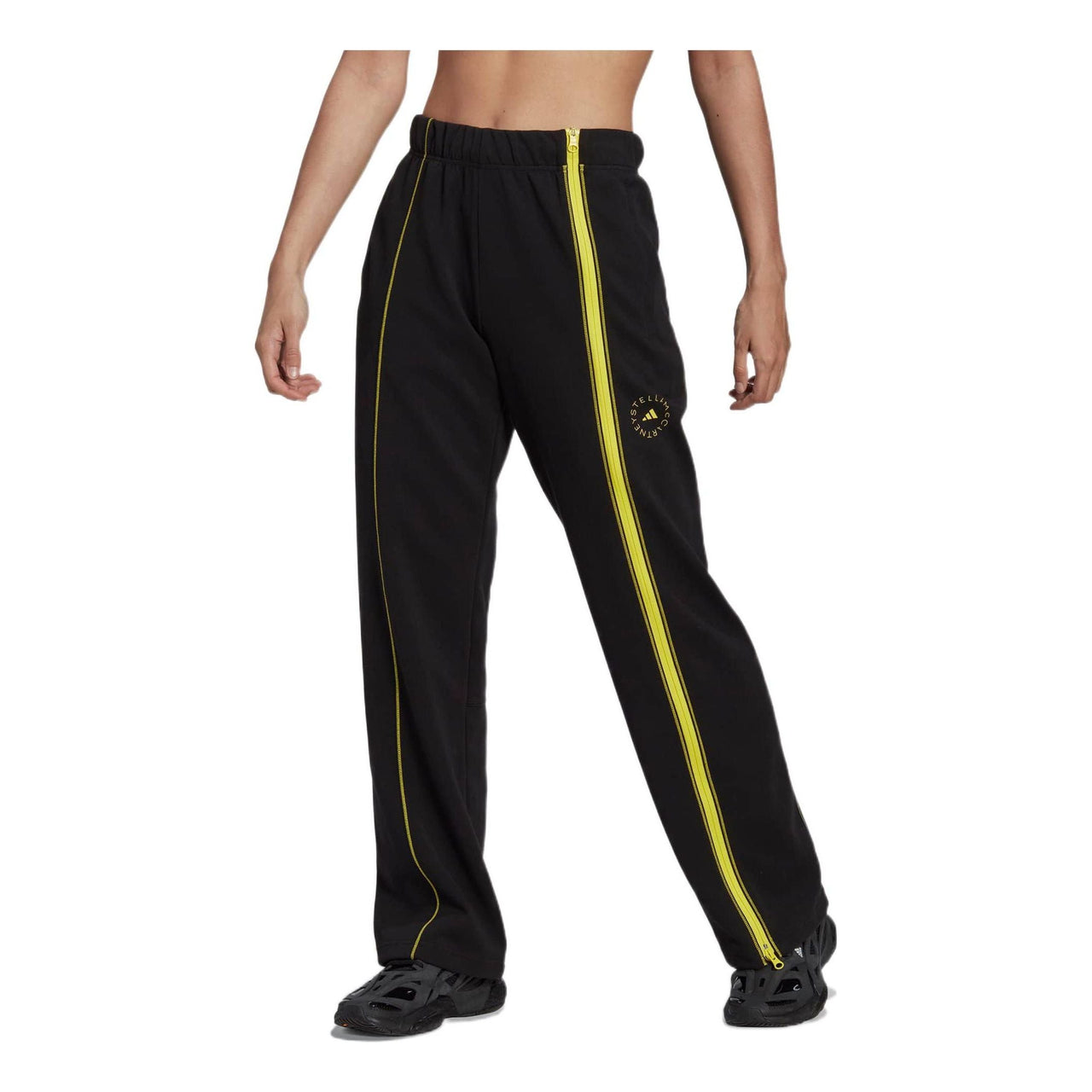 (WMNS) adidas by Stella McCartney Sportswear Track Tracksuit Bottoms 'Black Yellow' HT0086