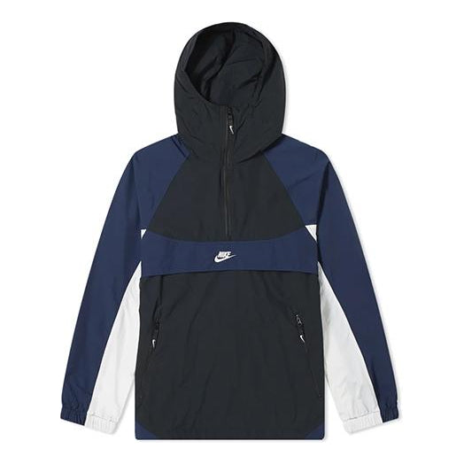 Nike Re-issue Woven Popover Jacket Small logo Blue/Black BV5386-010