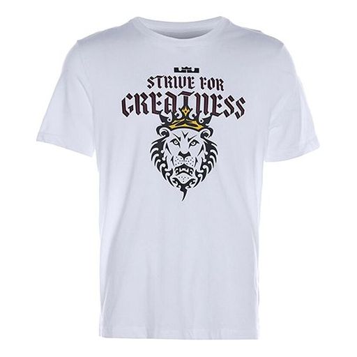 Men's Nike Lebron James Basketball Sports Printing Round Neck Short Sleeve White T-Shirt DD9342-100