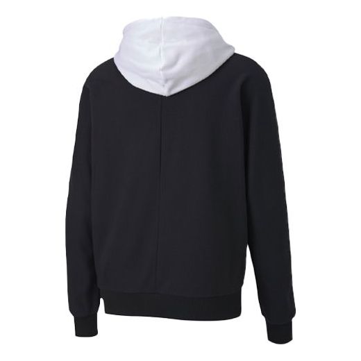 PUMA Running Training Breathable Colorblock Knit Hooded Jacket Black White 582733-01