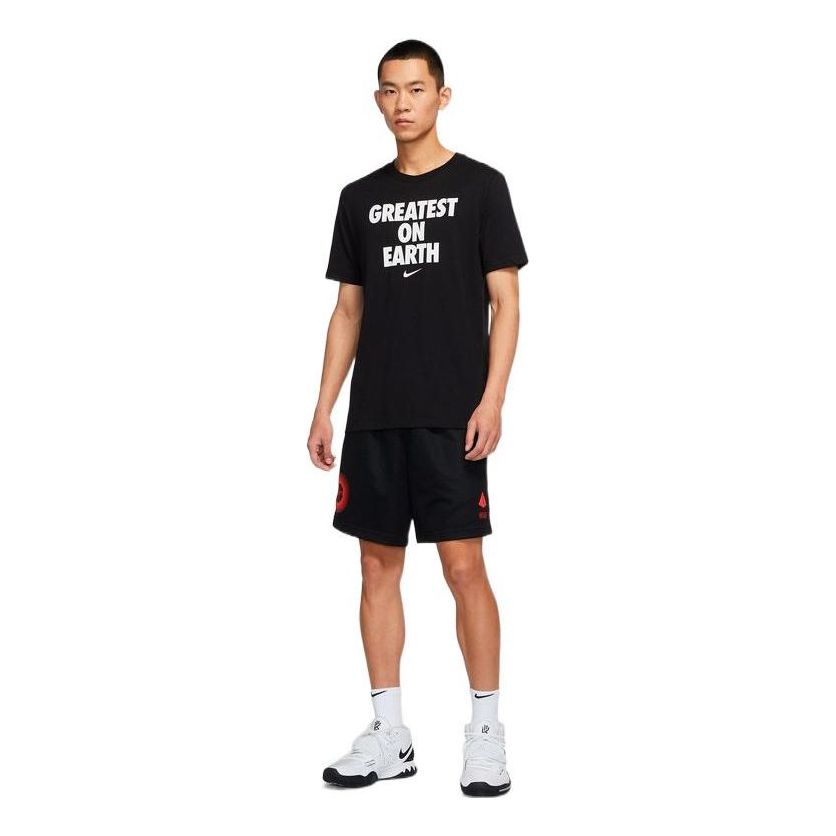 Men's Nike Greatest On Earth Alphabet Logo Printing Casual Short Sleeve Black DJ3716-010