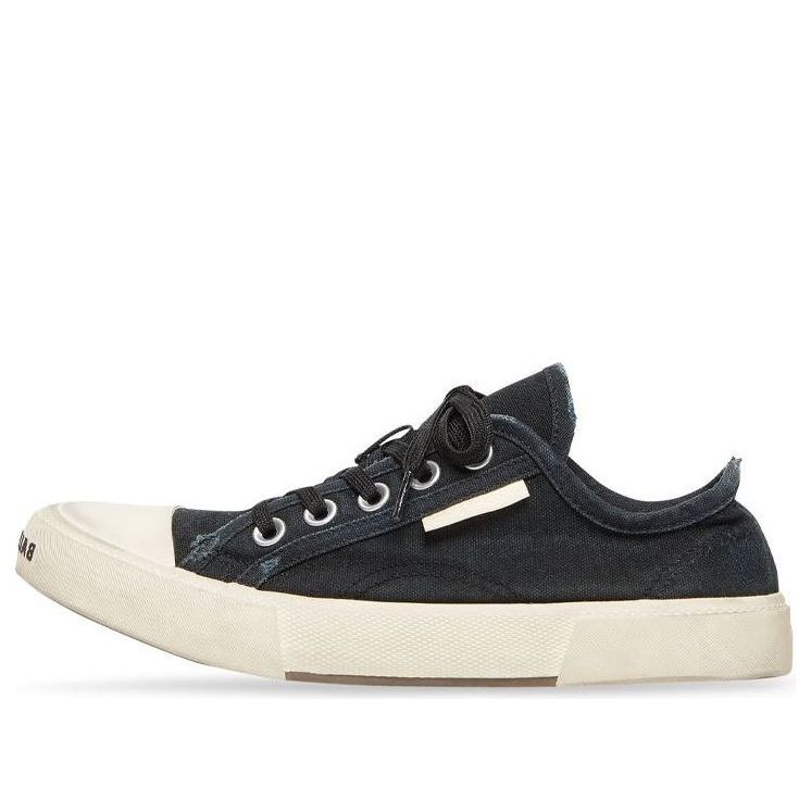 (WMNS) Balenciaga Paris Low Top Sneakers 'Black Destroyed Cotton and White Rubber' 688757W3RC21090