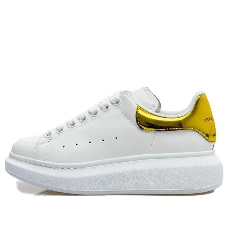 (WMNS) Alexander McQueen Oversized Sneaker 'White Yellow Metallic' 676702WICGG9429