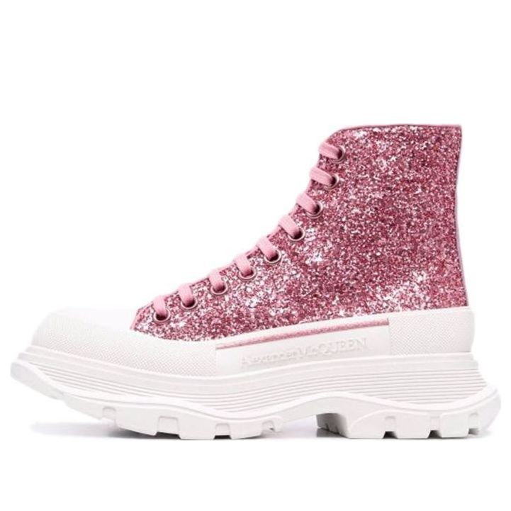 (WMNS) Alexander McQueen Tread Slick Glitter High-Top 'Pink White' 666806W4JF45489
