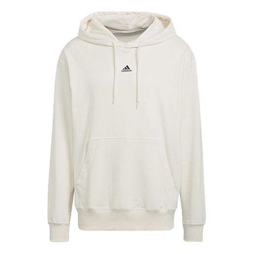 Men's adidas Thin And Light Breathable Hooded Pullover Long Sleeves Creamy White HE4353