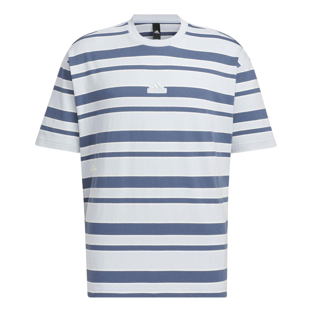 adidas Logo Stripe T-shirt Asia Sizing 'Grey Navy' IT3929