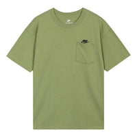 Men's Nike Solid Color Pocket Round Neck Loose Short Sleeve Green T-Shirt DQ9296-334