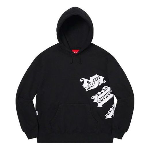 Supreme Old English Wrap Hooded Sweatshirt 'Black White' SUP-SS21-826