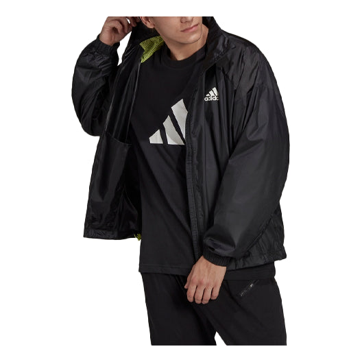 adidas Casual Sports Solid Color Zipper Jacket Black H65738