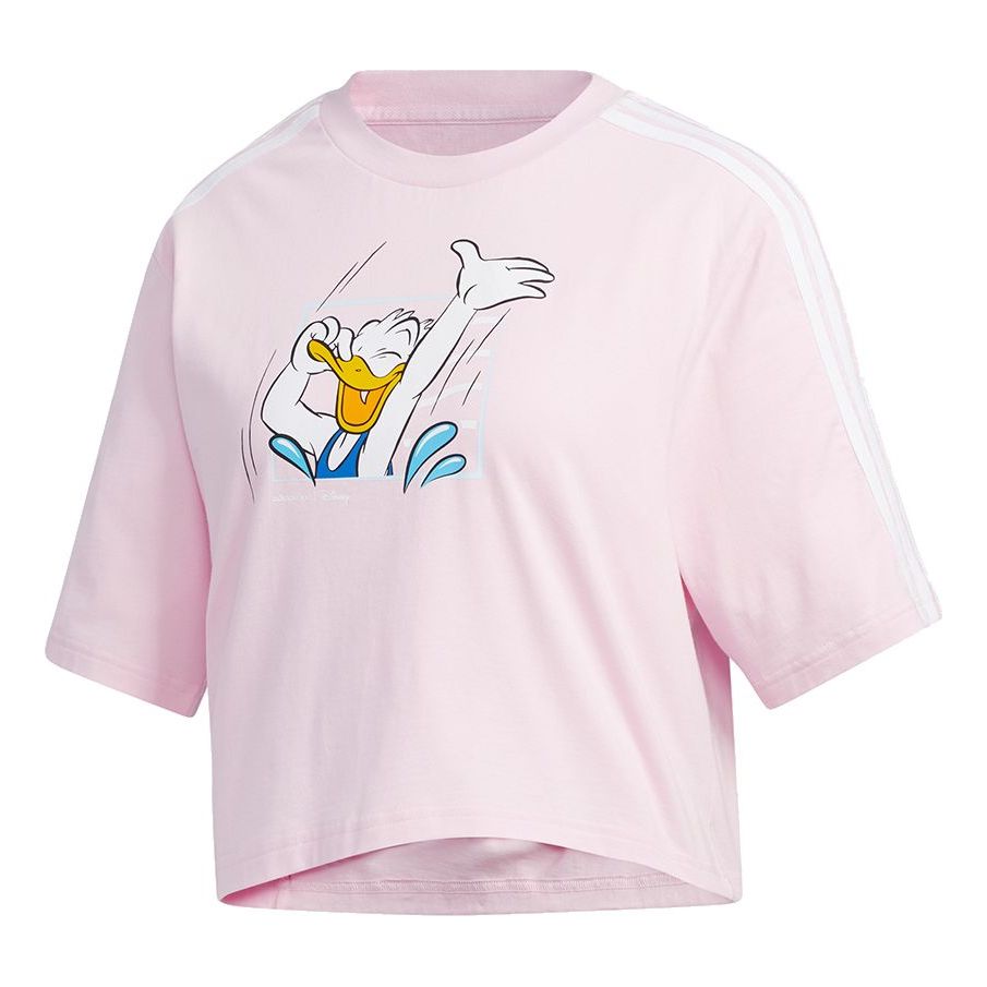 (WMNS) adidas neo x Disney Crossover Donald Duck Pattern Sports Short Sleeve Pink Red GJ5651