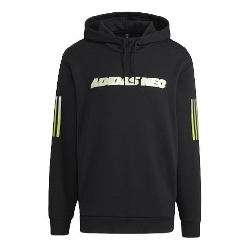 Men's adidas neo Logo Printing Stripe Sports Loose Black H45192