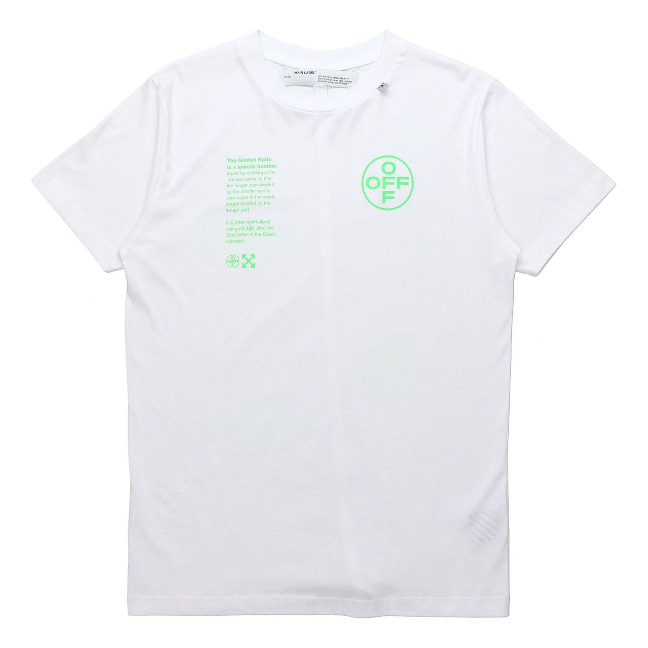 Off-White Fluorescence Alphabet Printing Short Sleeve White OMAA027R201850060145