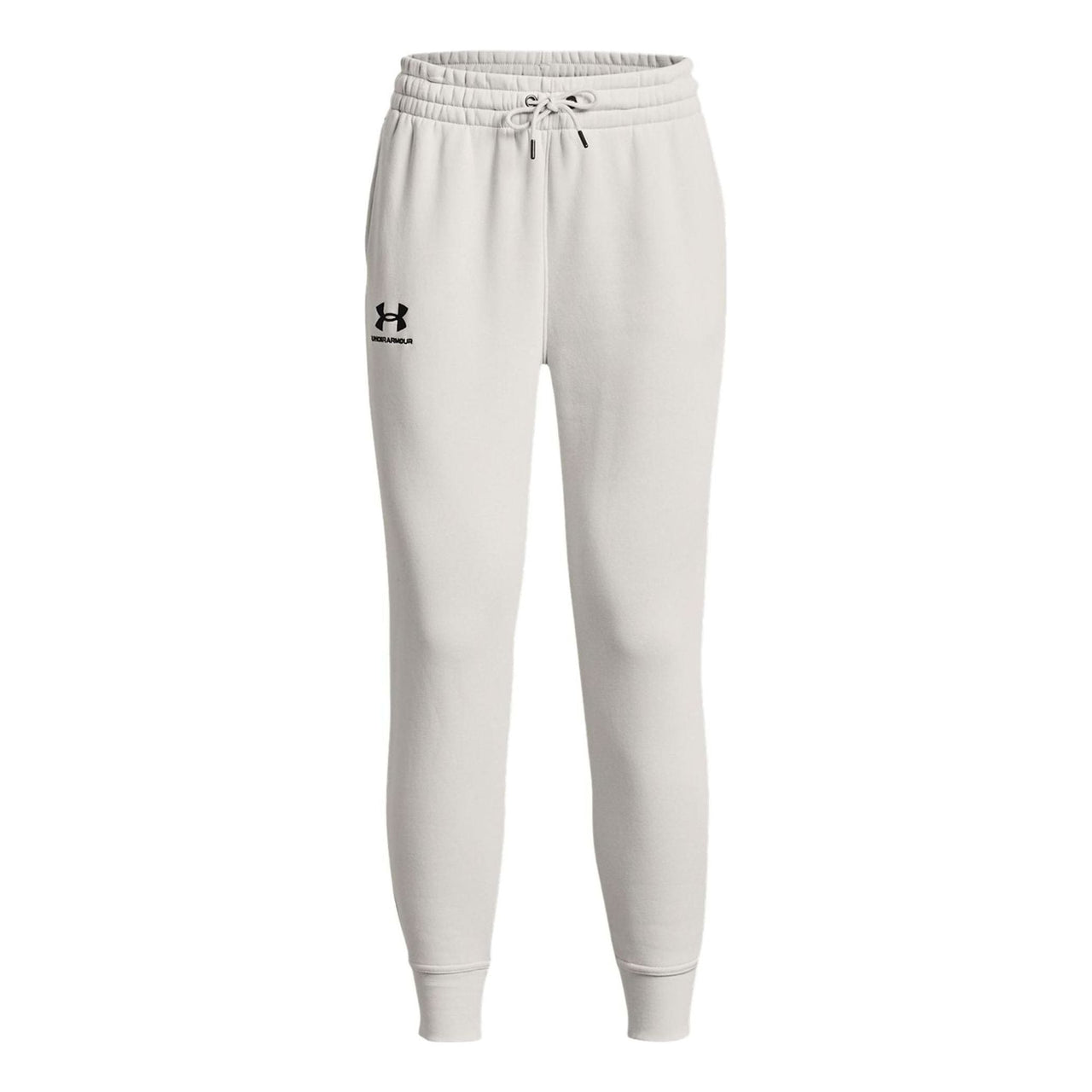 (WMNS) Under Armour Essential Fleece Tapered Pants 'White Black' 1379443-114