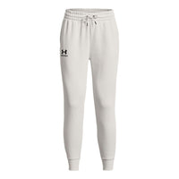 (WMNS) Under Armour Essential Fleece Tapered Pants 'White Black' 1379443-114