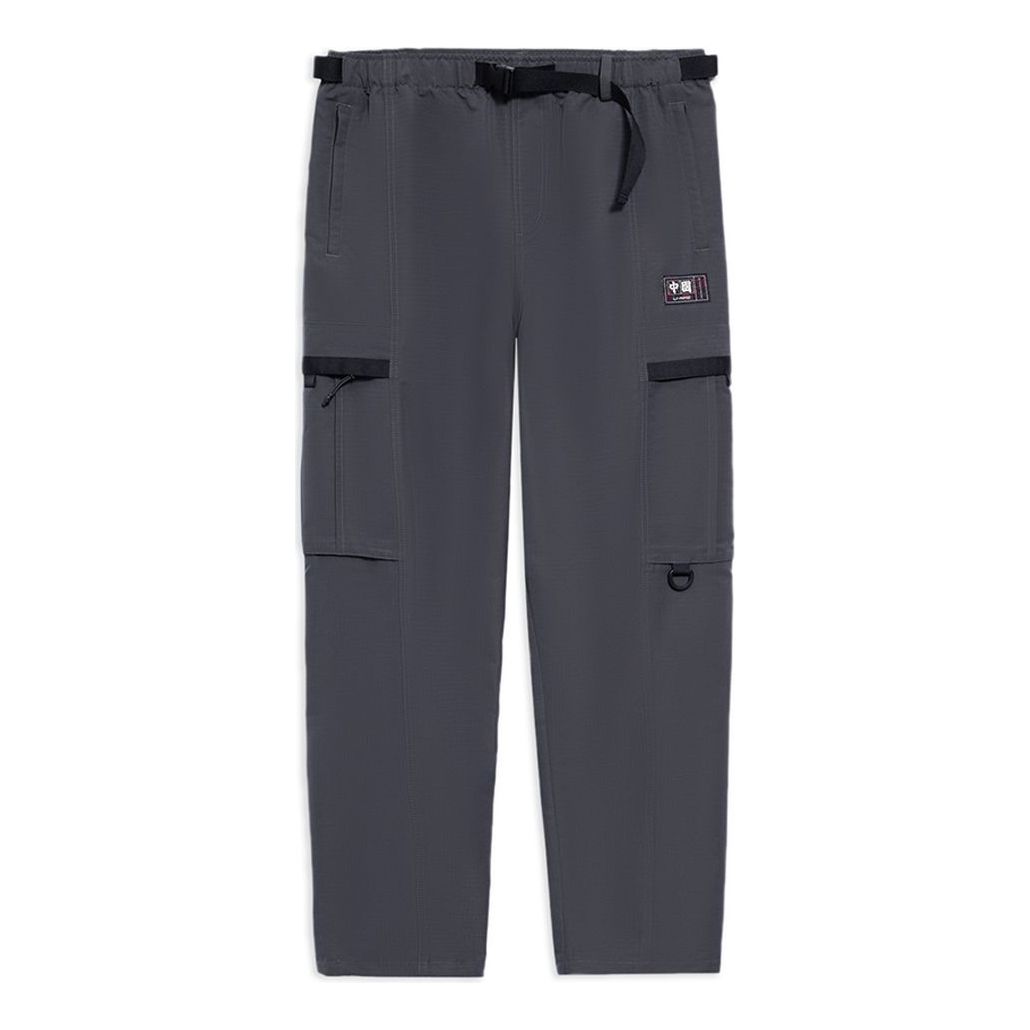 Li-Ning Label Logo Cargo Pants 'Smoke Grey' AKXS805-3