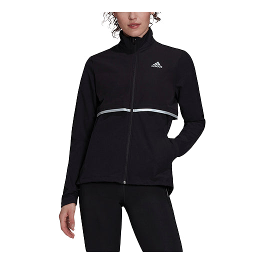 (WMNS) adidas Logo Printing Stand Up Collar Zipper Long Sleeve Jacket Coat Black GU3834