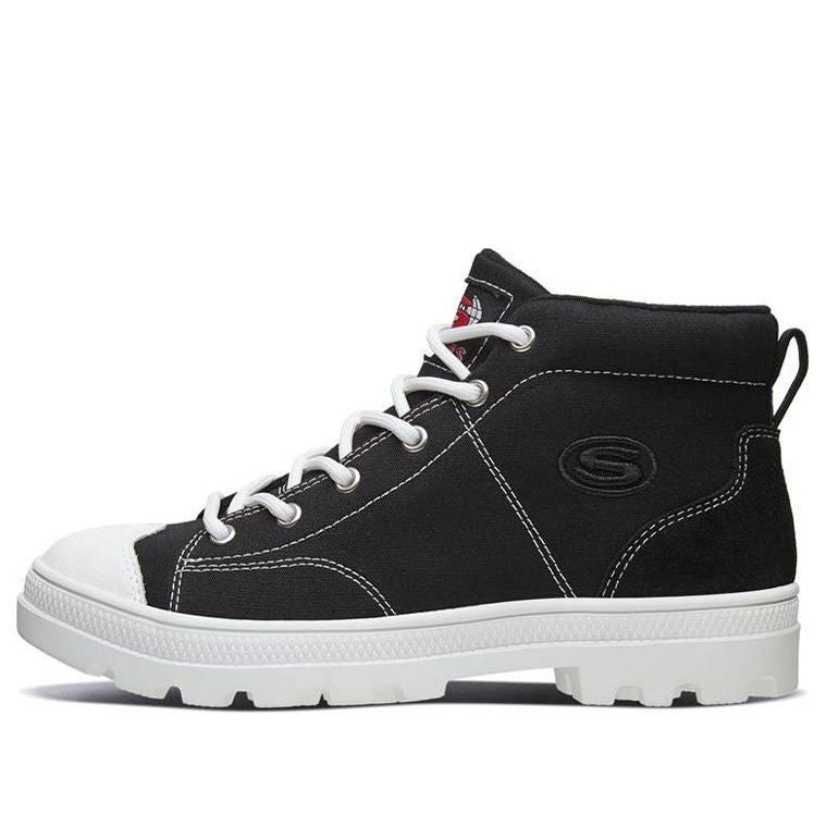(WMNS) Skechers Roadies High-Top Canvas Shoes Black 74380-BLK