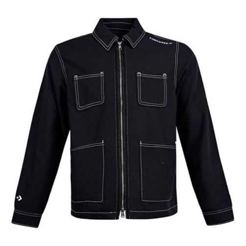 Men's Converse Pocket Woven Long Sleeves Jacket Black 10020896-A01