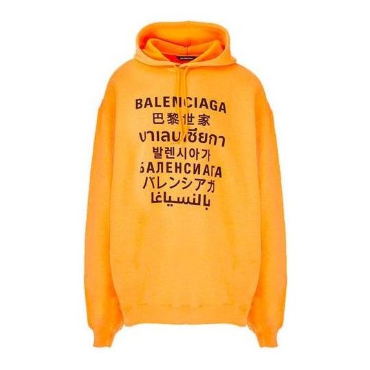 Balenciaga Languages Logo Hoodie 'Orange Black' 641679TJVI67513