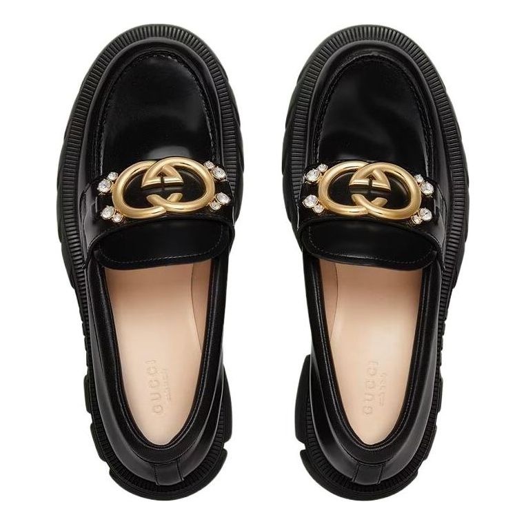(WMNS) Gucci Lug Sole Interlocking G loafer 'Black Patent Leather' 700271-DKSD0-1000