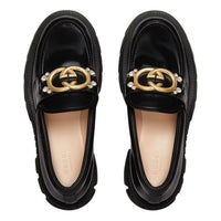 (WMNS) Gucci Lug Sole Interlocking G loafer 'Black Patent Leather' 700271-DKSD0-1000