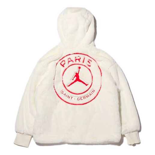 Air Jordan Brand AS WJ PSG Paris Saint-Germain fur Jacket White CQ7154-133