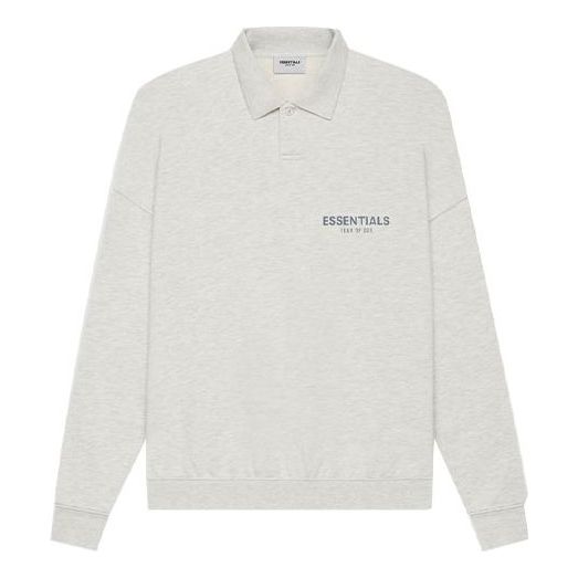 Fear of God Essentials SS21 Long Sleeve French Terry Polo Shirt 'Light Heather Oatmeal' FOG-SS21-600