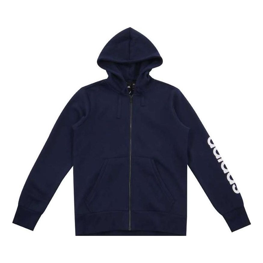 adidas Essentials LIN Full Zip Hoodie 'Navy White' BQ9639