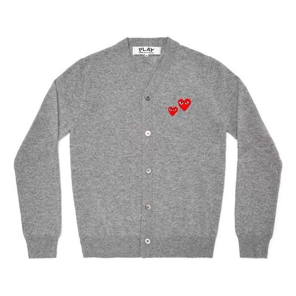 COMME des GARCONS PLAY Cardigan With Double Red Emblem 'Grey' AZ-N072-051-1