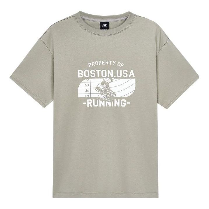 New Balance Running Boston Graphic Tee 'Grey White' AMT32374-HUS